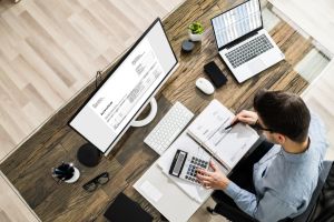 Top down view of a CPA handling a clients IRS tax issues