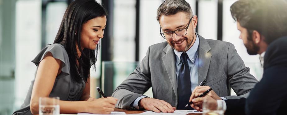 CPA and his client working on her trusts & estates accounting paperwork