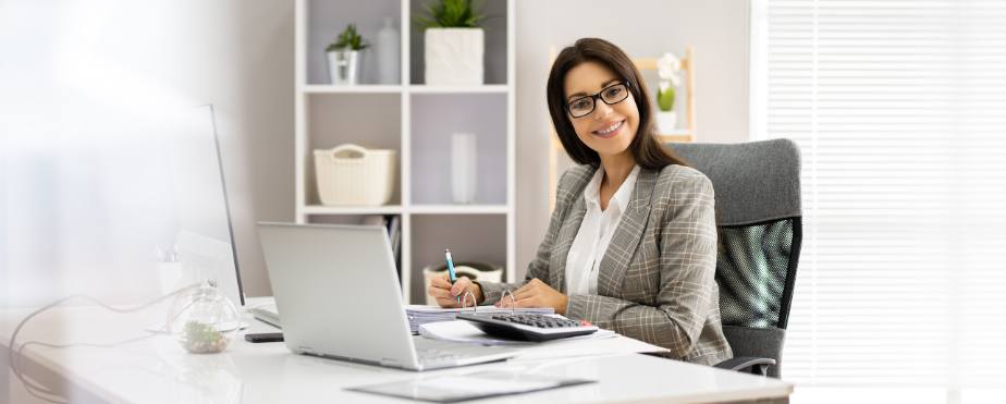 Photo of a real estate accountant working on her clients portfolio